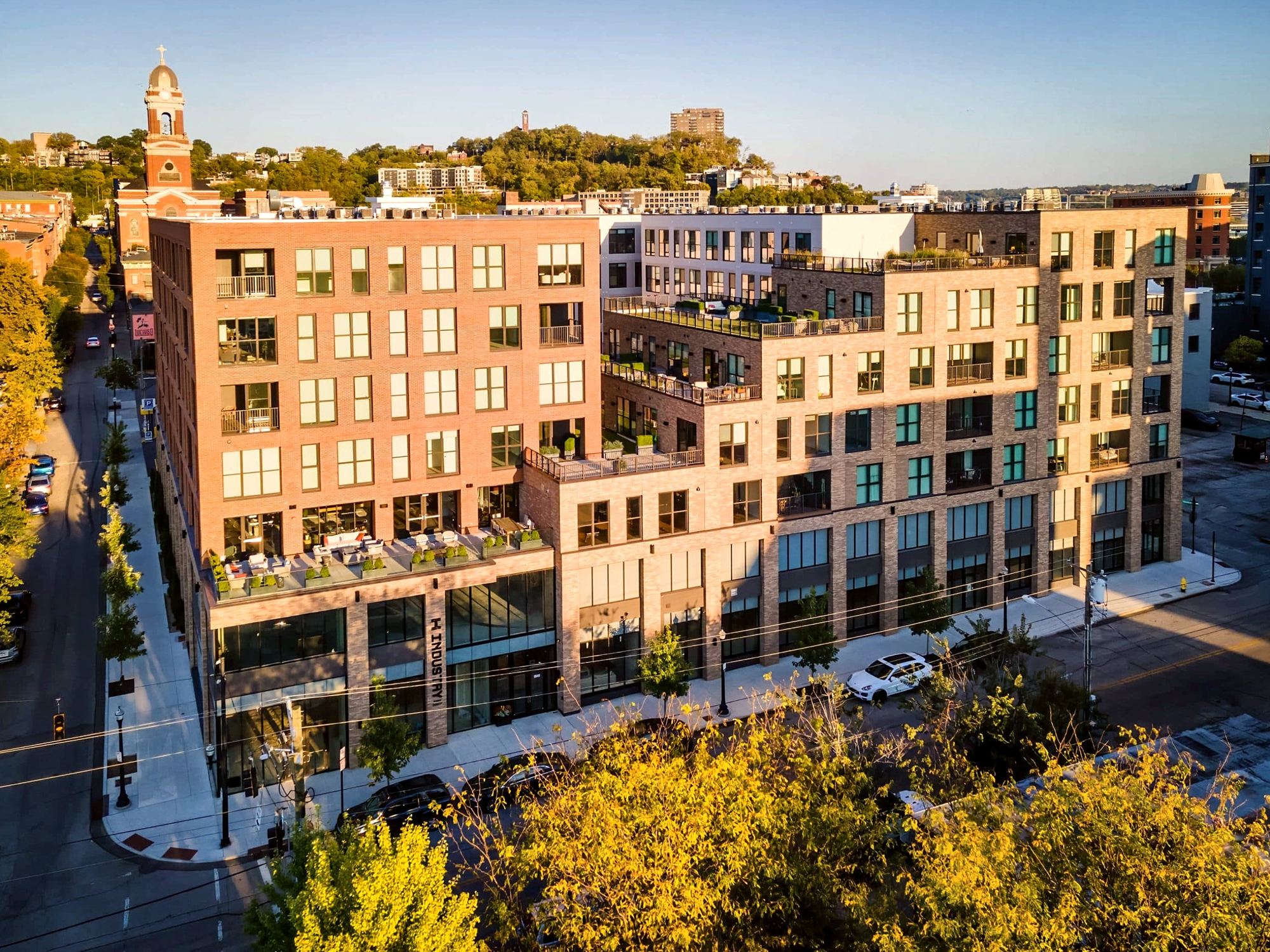 a view of sun light on industry pittsburgh building