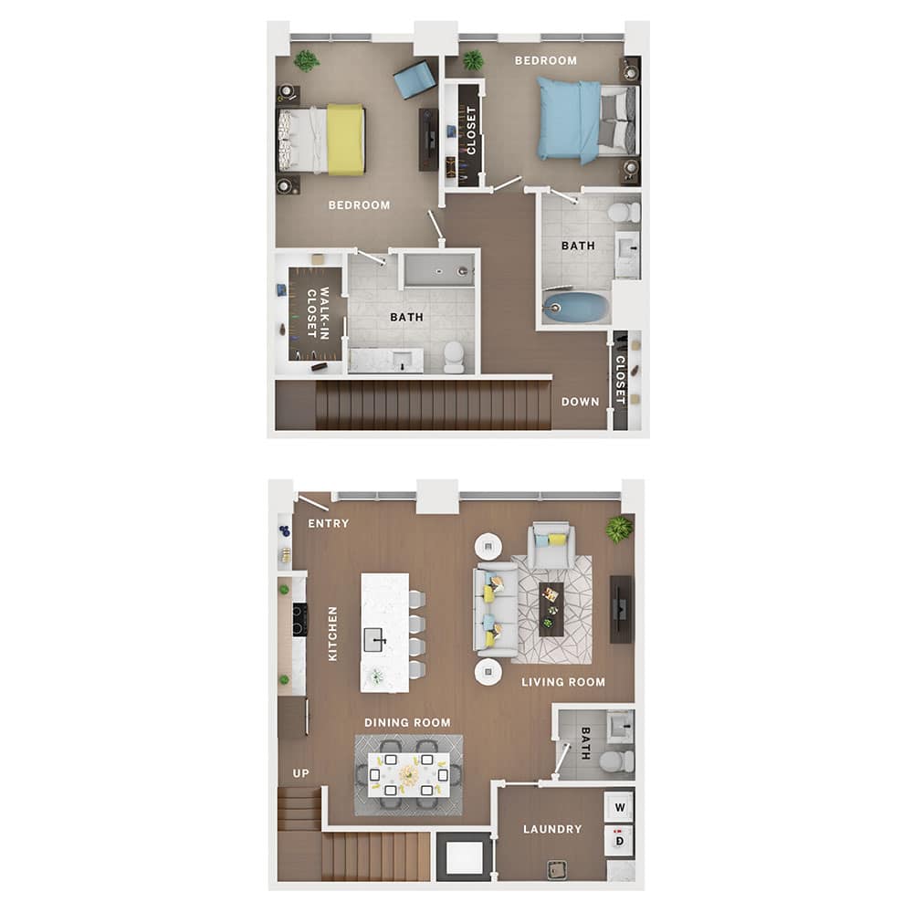 2BR/2.5BA Townhome – Lalo floor plan
