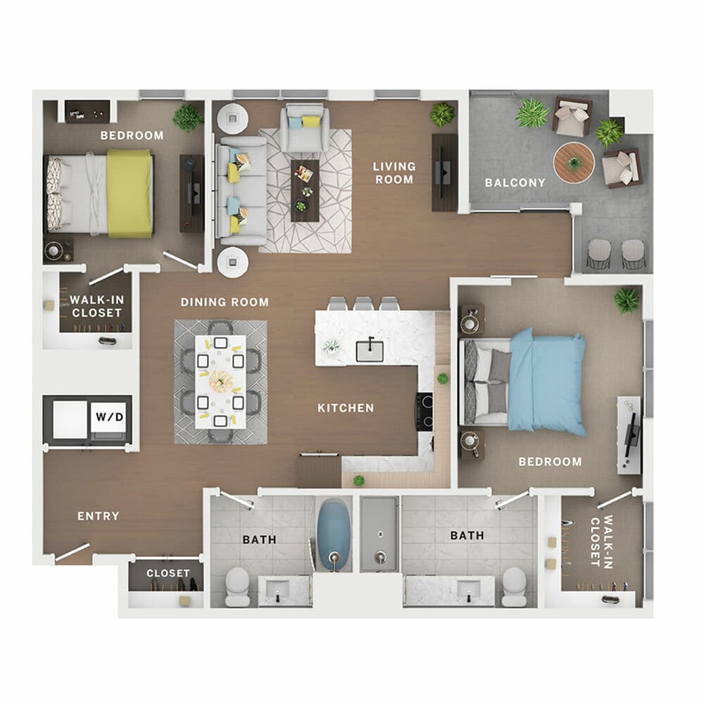 2BR/2BA – Empire floor plan